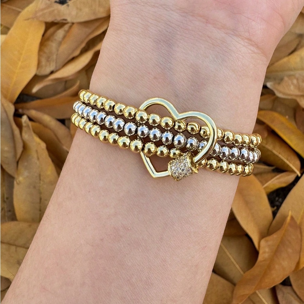 Gold Heart Bead Wrap Bracelet - Gold Tone Women’s Jewelry